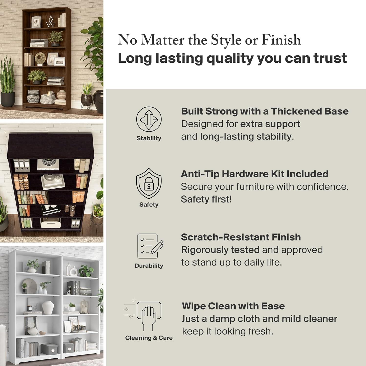 Latitude Run® Shelonda 5 Shelf 66" Standard Bookcase