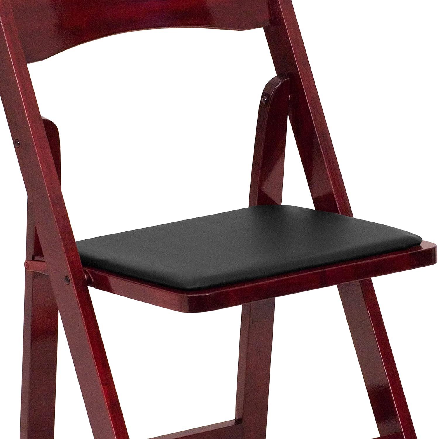 Flash Furniture HERCULES Series Mahogany Wood Folding Chair with Vinyl Padded Seat