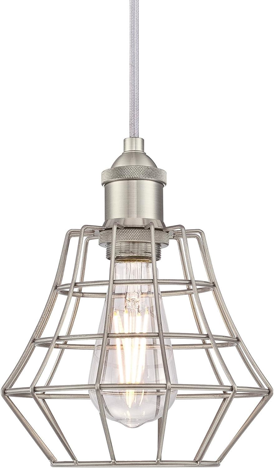 Nathaniel Vintage Farmhouse Mini Pendant in Brushed Nickel