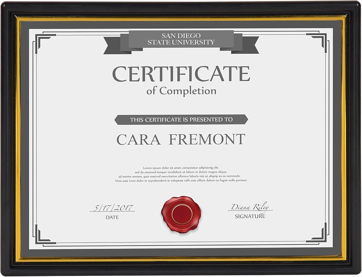 DesignOvation Corporate Document Frame Made to Display Standard Certificates, Black 8.5x11, Set of 12 Ready To Use Horizontally or Vertically