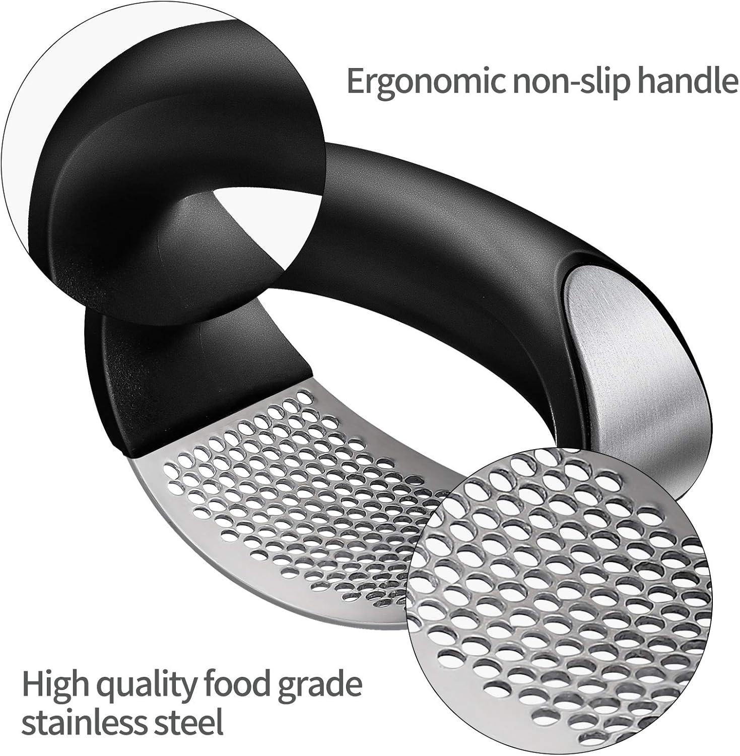 Garlic Chopper,Garlic Crusher,Garlic Press Rocker - 2024 New Stainless Steel Garlic Mincer Garlic Crusher with Peeler,Chopper with Peeler and Scraper for Smash Garlic