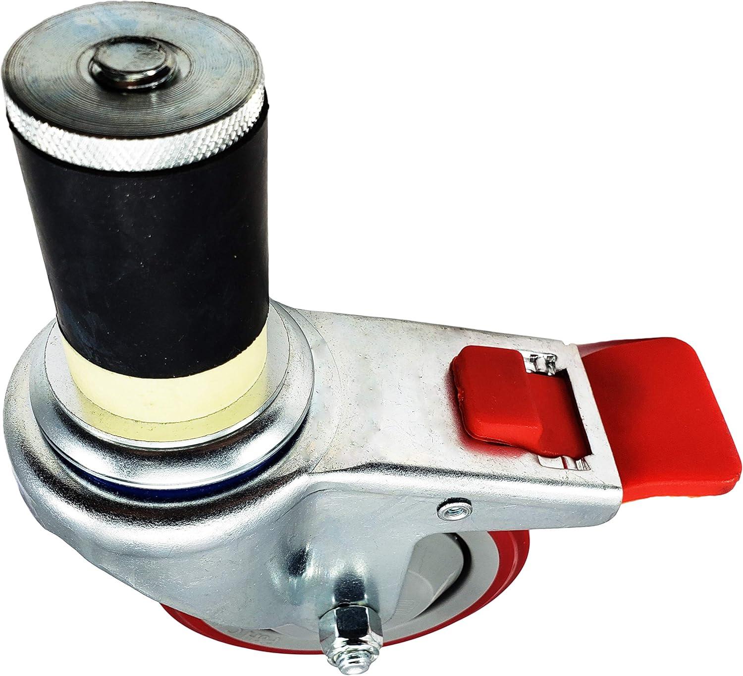 4" Red and Silver Total Locking Caster Wheels for Kitchen Prep Tables