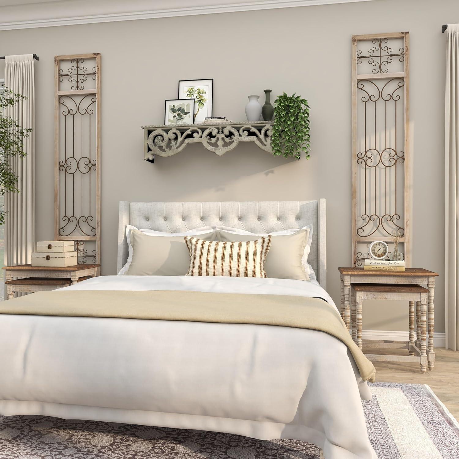 DecMode Decoración de Pared de Metal y Madera Inspirada en Puertas Arqueadas Rústicas 72" de Alto x 19 de Largo, Acabado en Marrón Desgastado con Carácter Orgánico