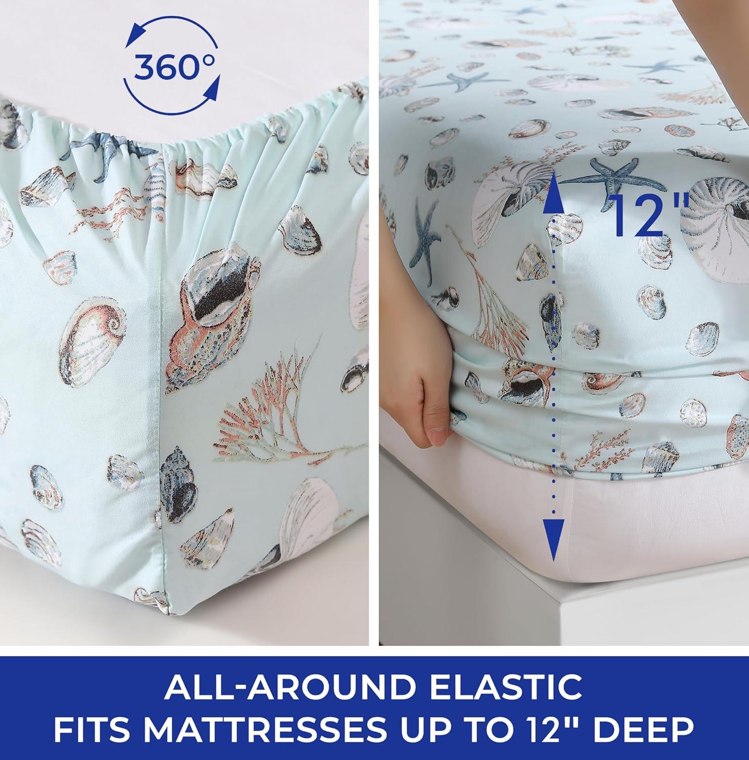 Beatrice Home Fashions Coastal Print Sheet Set