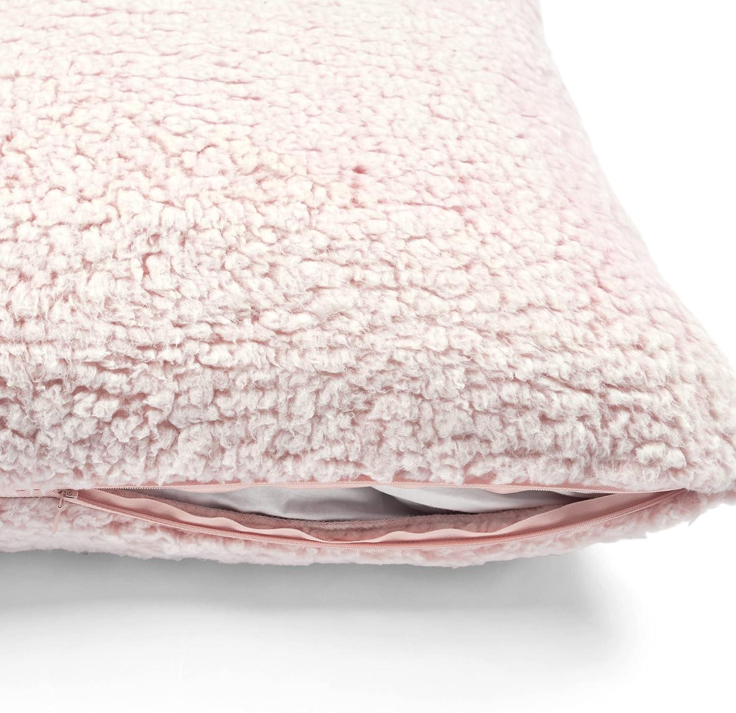 Lush Decor Cozy Soft Sherpa Reversible Decorative Pillow Cover - Blush - 20 L x 20 W In.