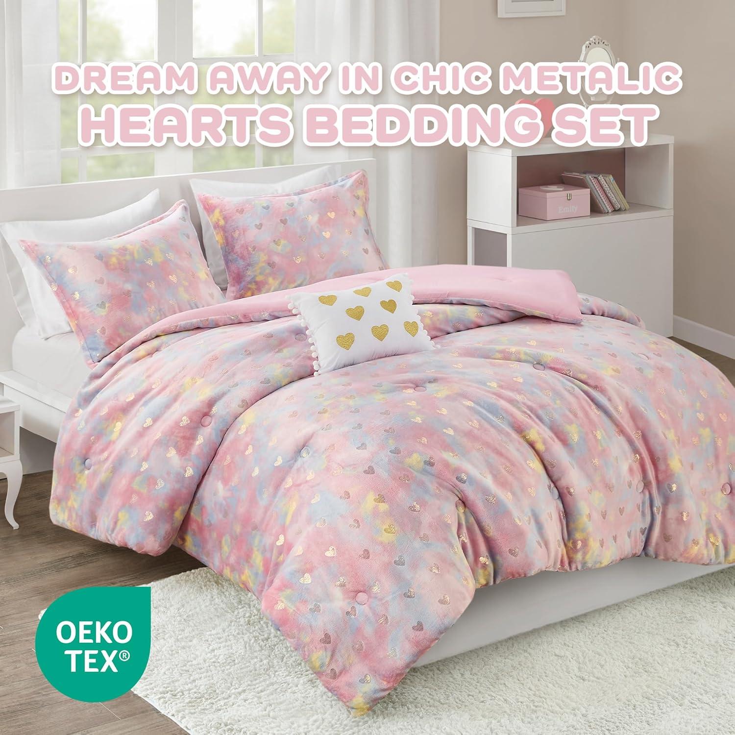 Mi Zone Rosalie Metallic Printed Plush Comforter Set