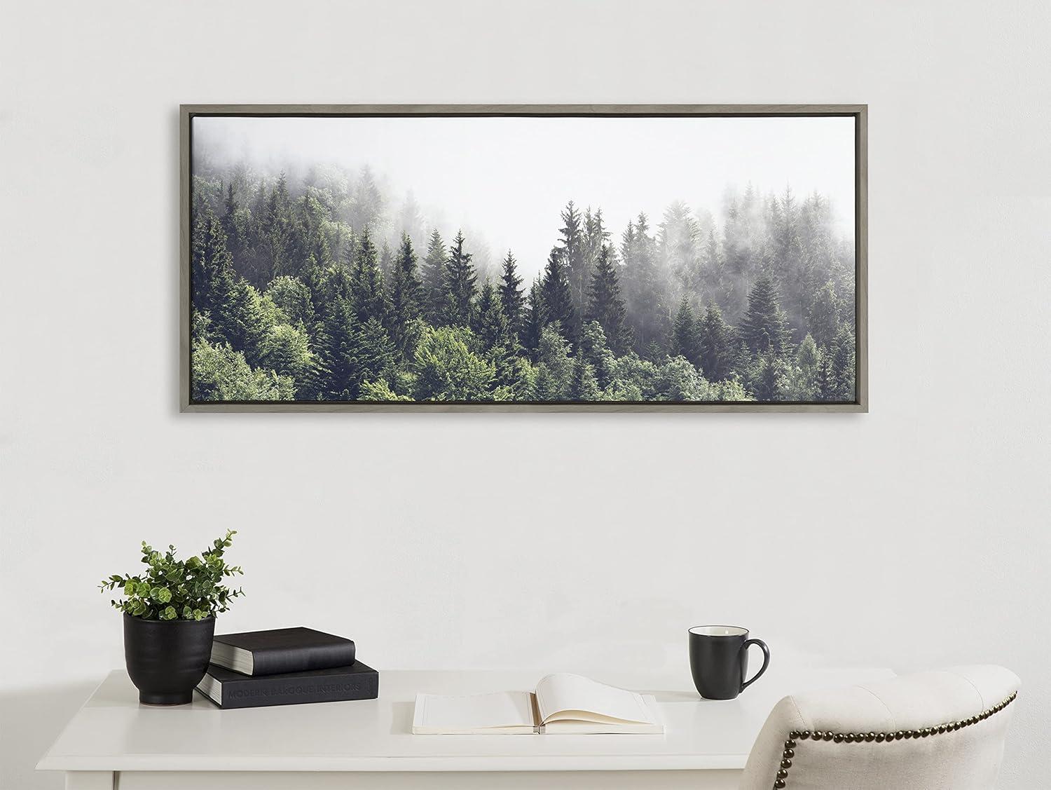 Kate and Laurel Sylvie Lush Green Forest On A Foggy Day Framed Canvas by The Creative Bunch Studio