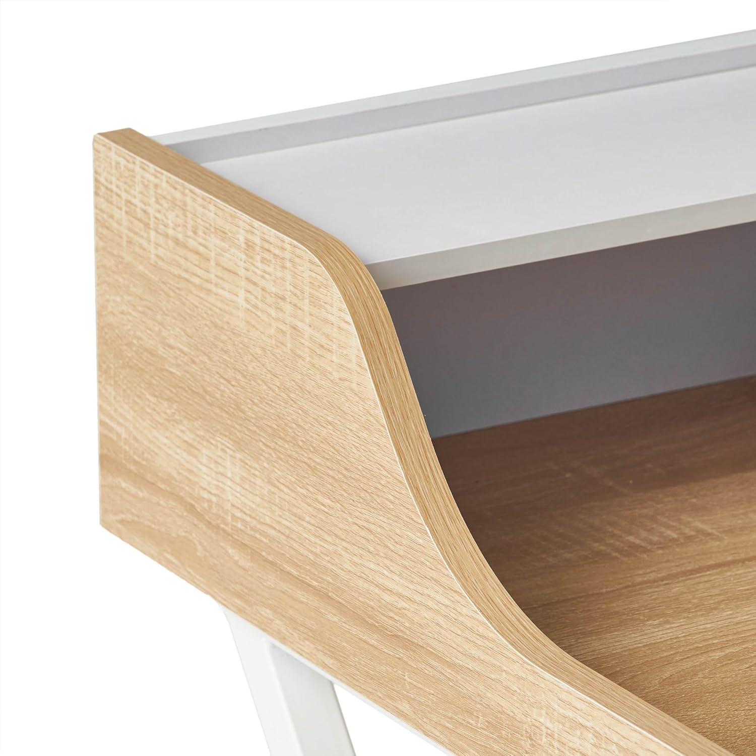 Alexandria Large White Wood Computer Desk with Document Shelf