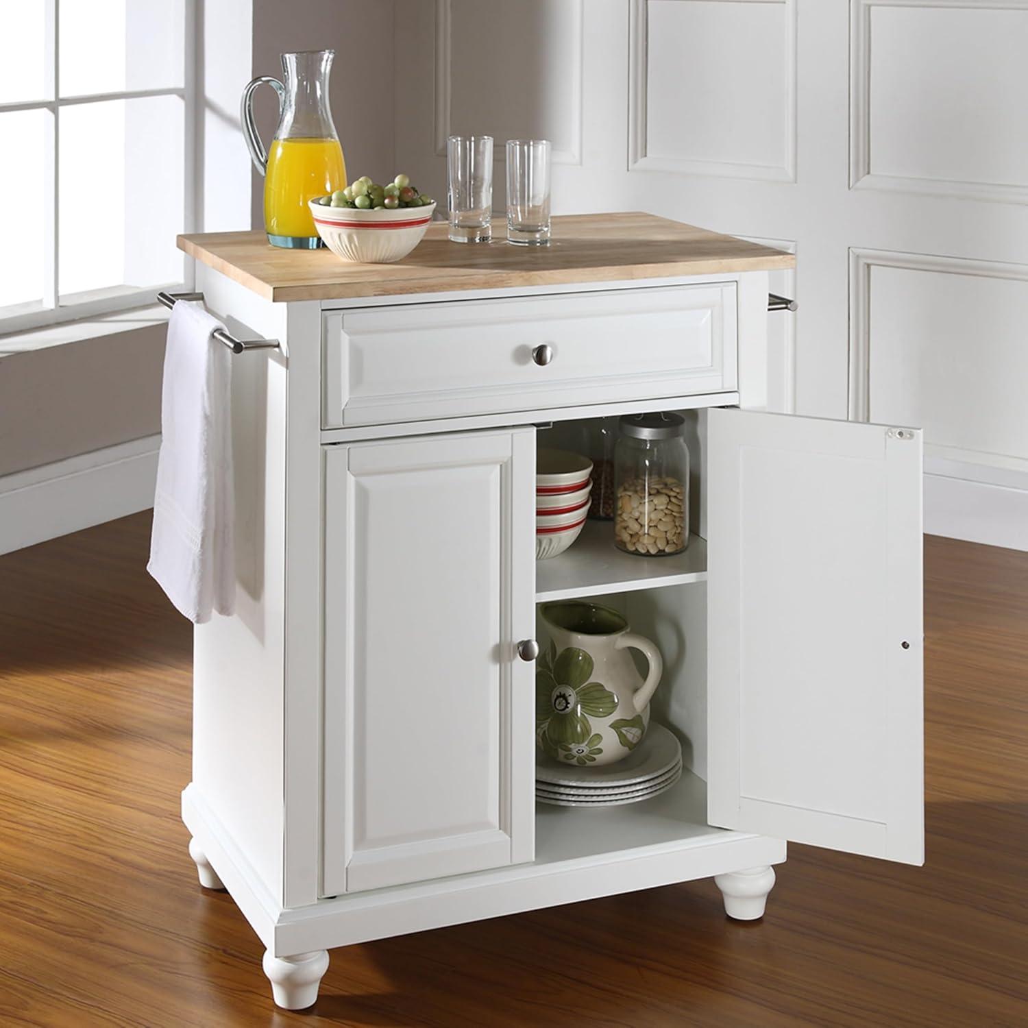 Crosley Brands Cambridge Wood Top Portable Kitchen Island/Cart Black/Natural