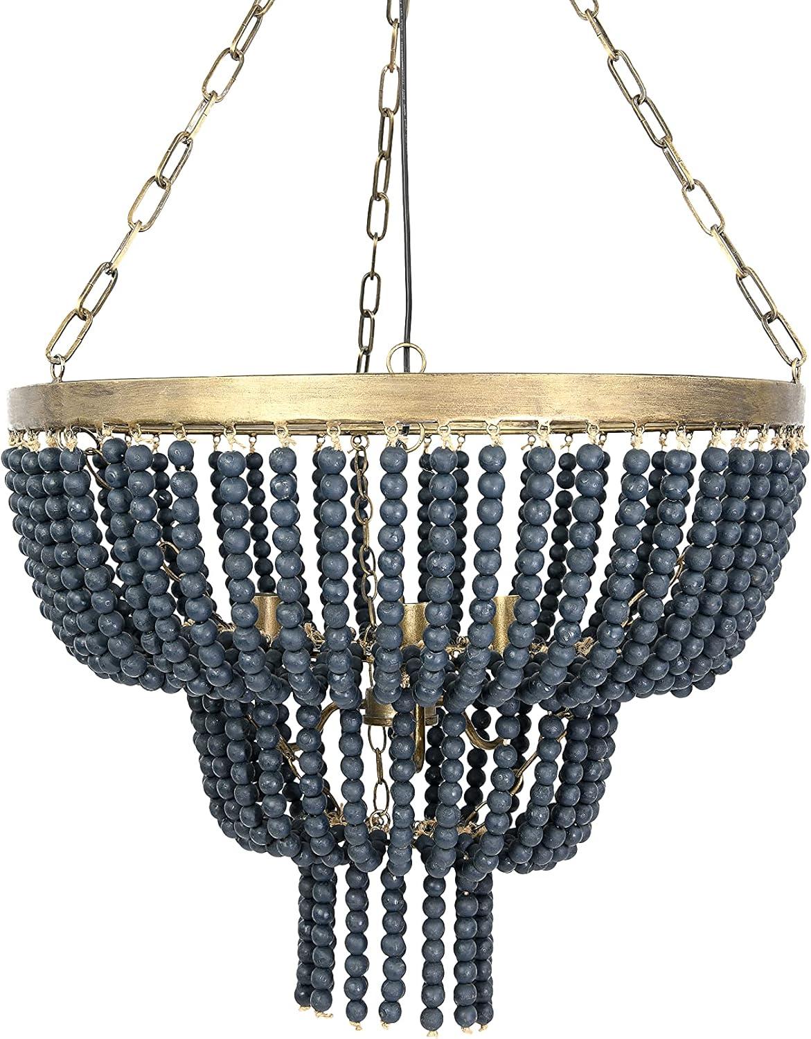 Storied Home 2-Tier Draped Wood Bead Chandelier