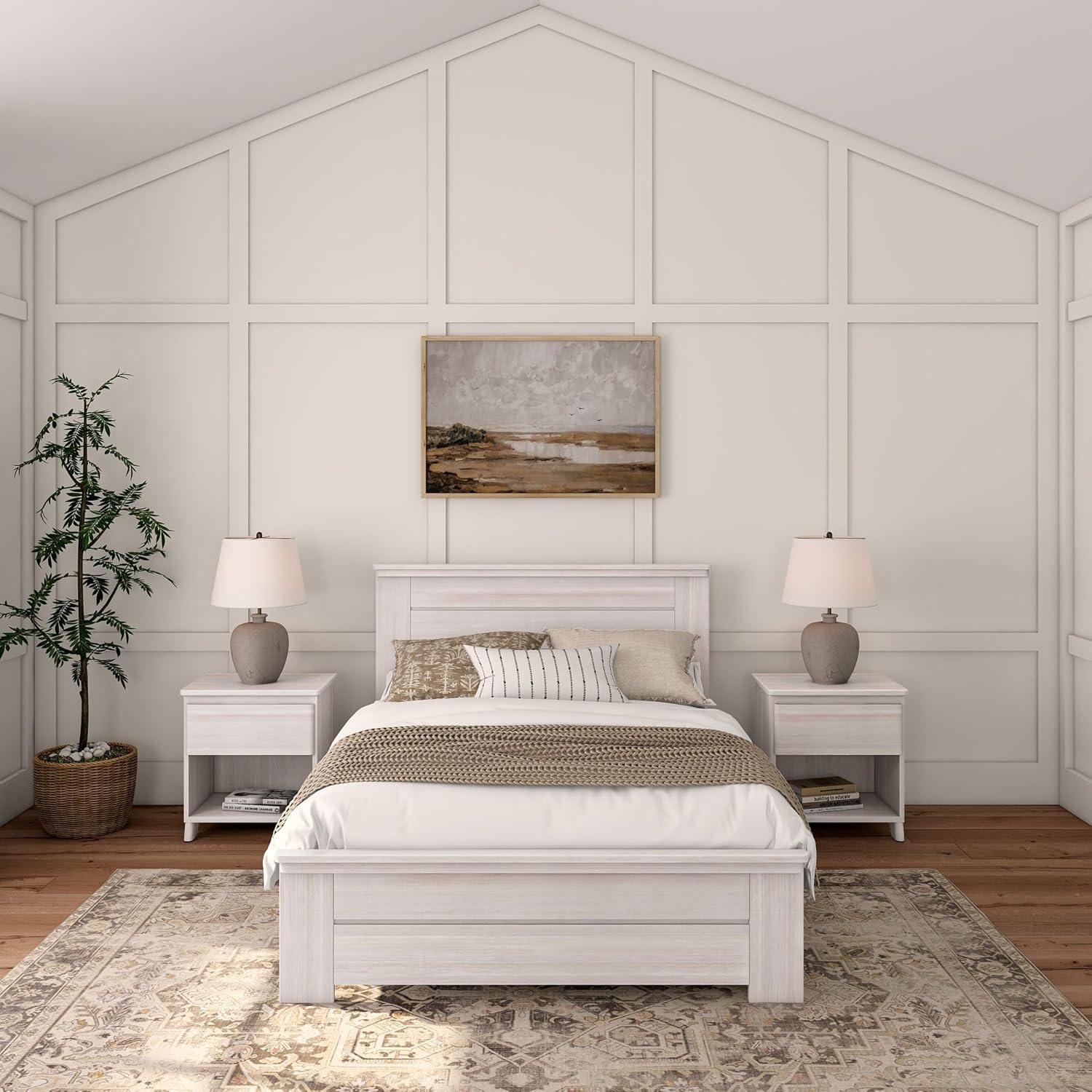 Plank+Beam Farmhouse Full Size Bed Frame with Headboard, Solid Wood Platform Bed