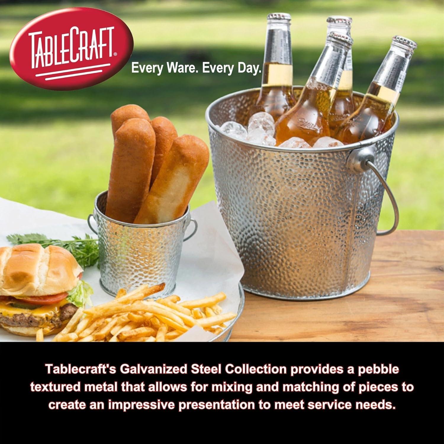 Galvanized Steel Round Serving Tray with Textured Finish