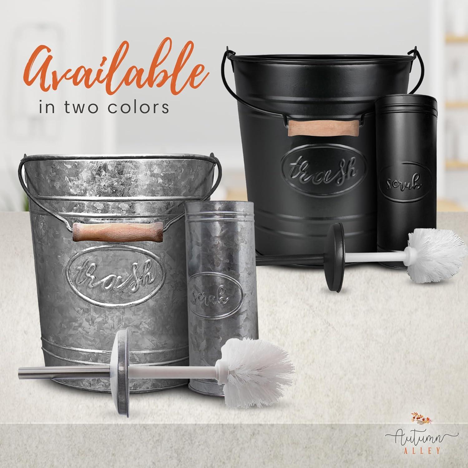 Jeromy Farmhouse Bathroom Accessory Set- Trash can, toilet brush