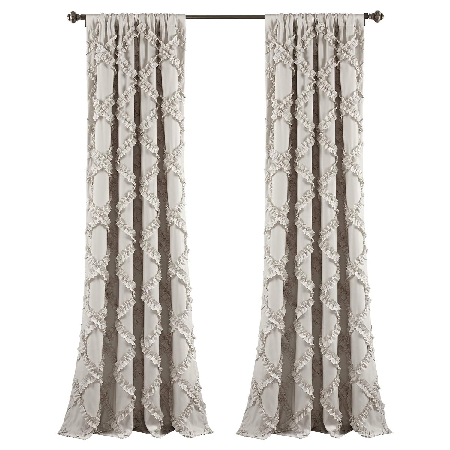 Lush Decor Ruffle Diamond Polyester Semi Sheer Curtain Pair (Set of 2)