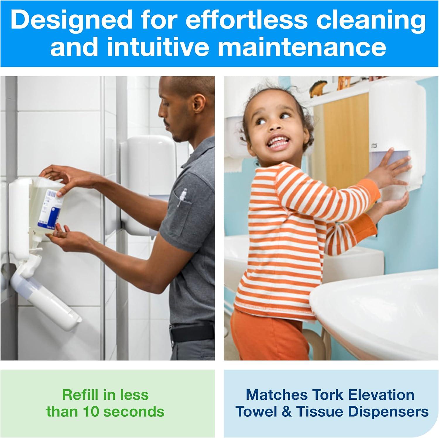 Tork Foam Skincare Manual Dispenser for Foam Soap and Hand Sanitizer 466000 - Economical, S4 Dispenser System, Color Stainless Steel (Pack of 1)