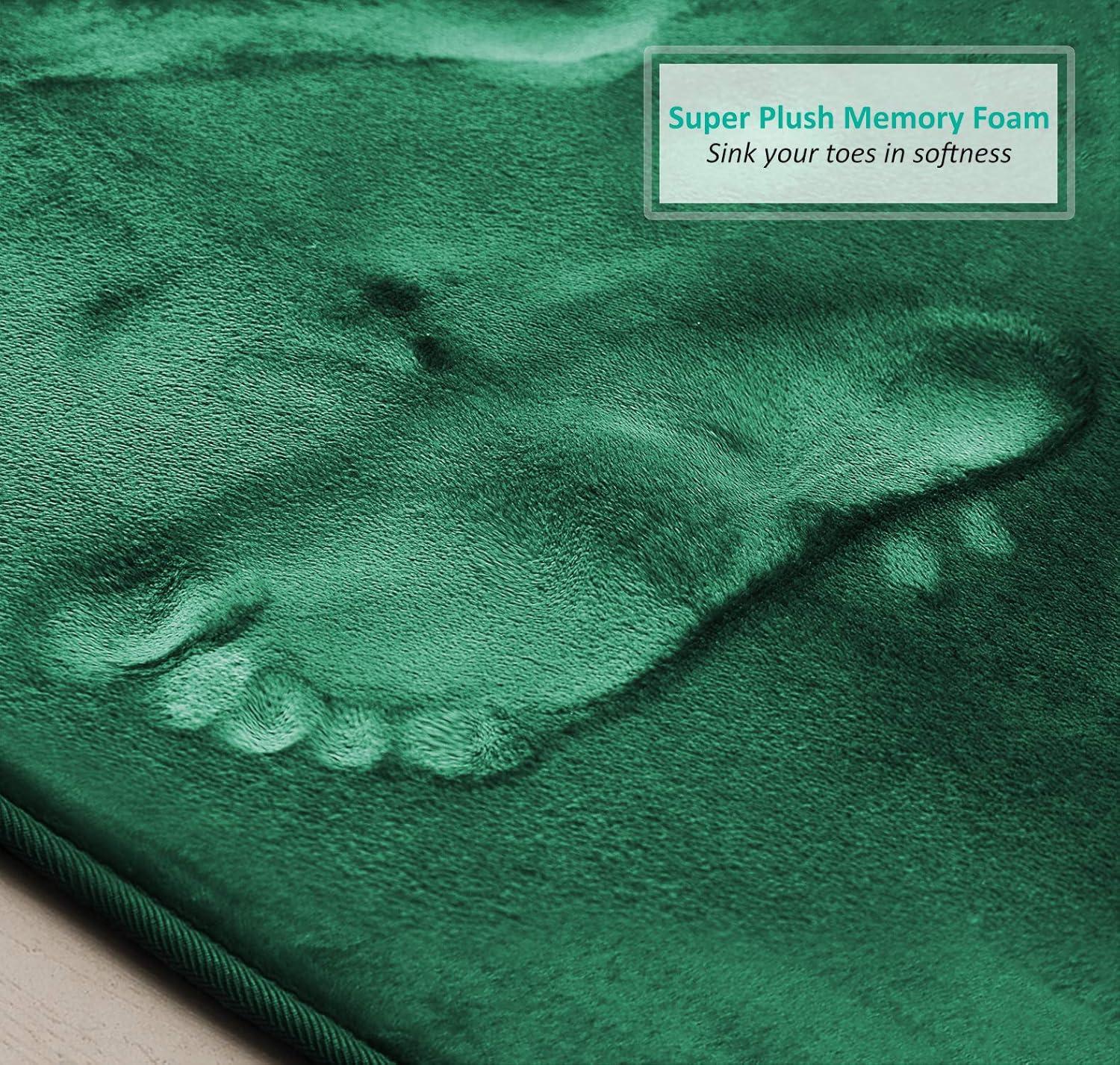 Clara Clark  Ultra Soft Plush Bathroom Rug - Non-Slip, Velvet, Memory Foam Bath Mat - Set of 2 Hunter Green Set of 2 (17x24)