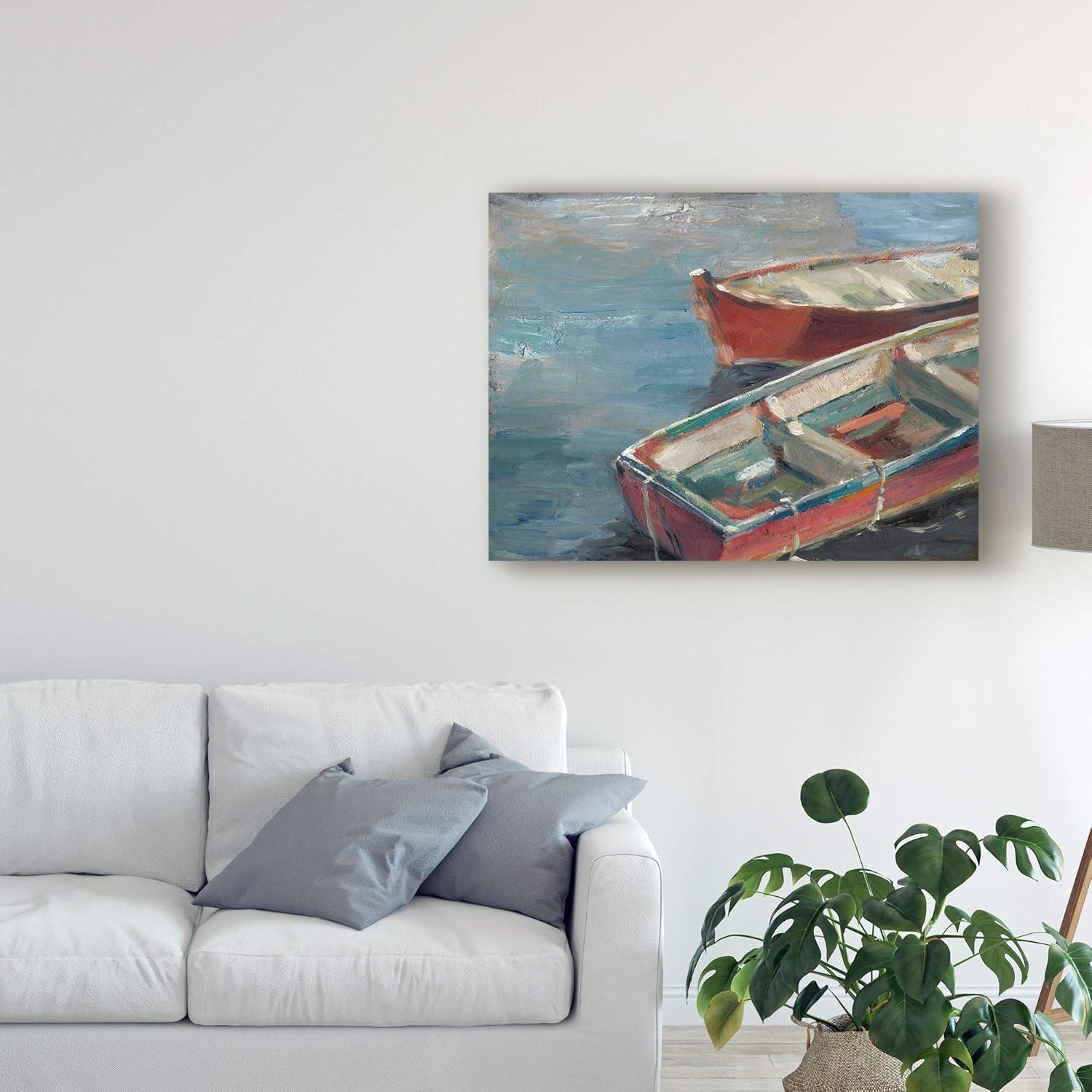 Red and Blue Boats on Lake Canvas Art, 18'' x 24''