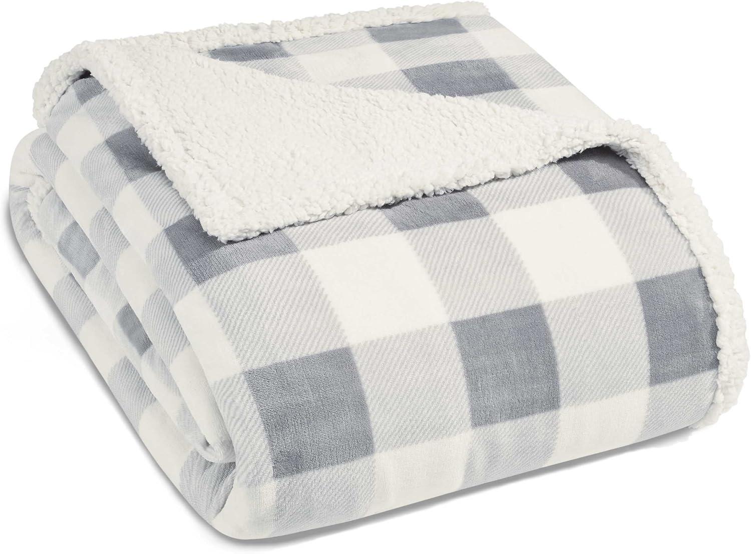 Eddie Bauer Plush Plaid Sherpa Blanket