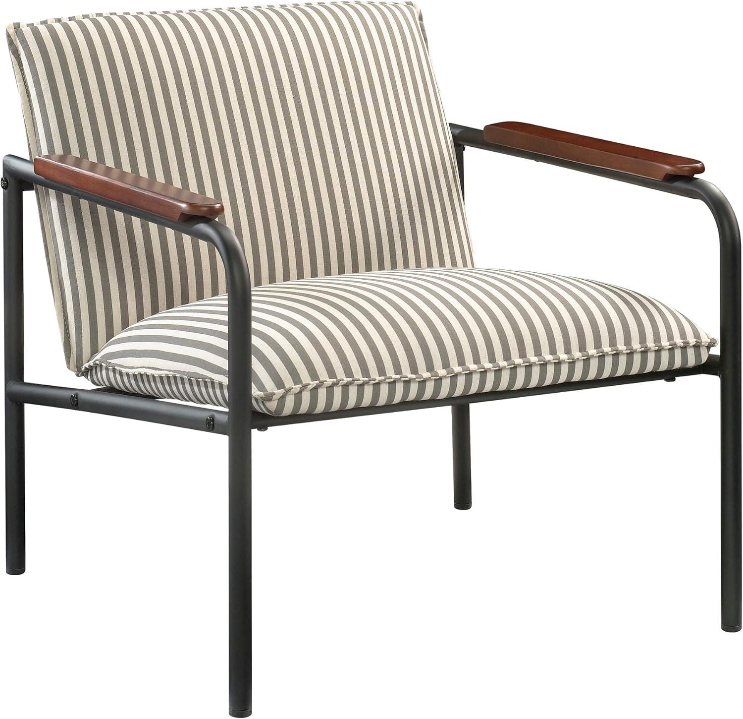 Gray Geometric Metal Frame Accent Chair