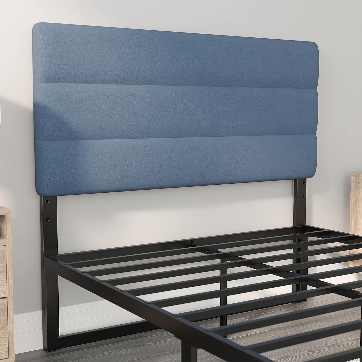 Flash Furniture Paxton Full Channel Stitched Fabric Upholstered Headboard, Adjustable Height from  44.5" to 57.25" - Blue