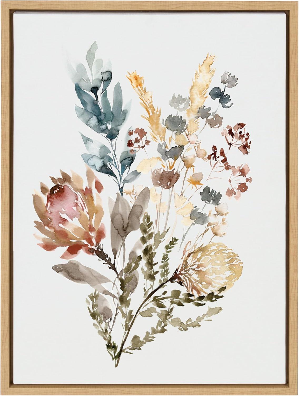 Kate & Laurel All Things Decor 18"x24" Sylvie Wildflower Bunch Framed Wall Canvas by Sara Berrenson Natural