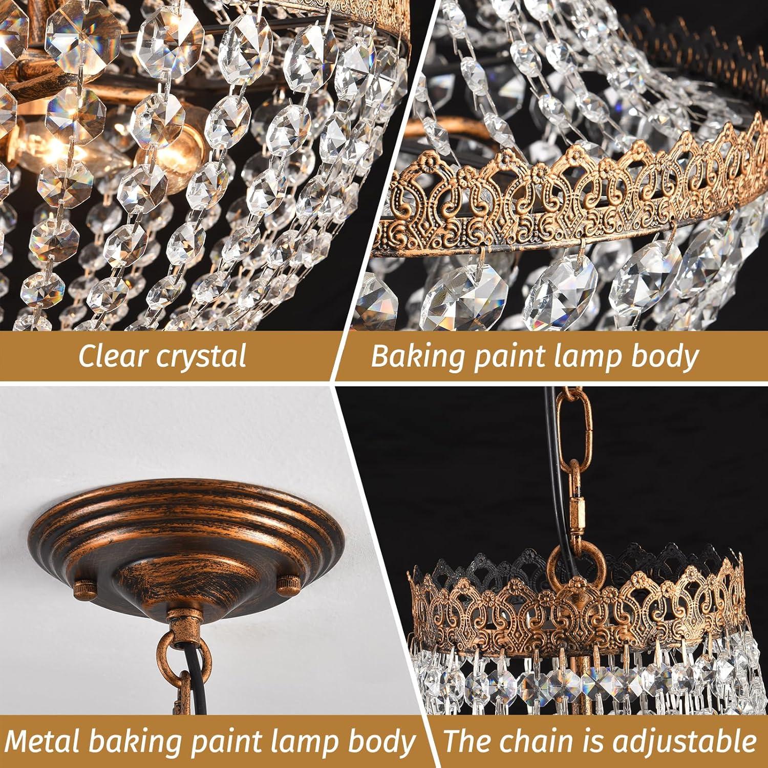 Edvivi Lighting Antique Bronze 6-Light Empire Chandelier with Crystal - Antique Bronze
