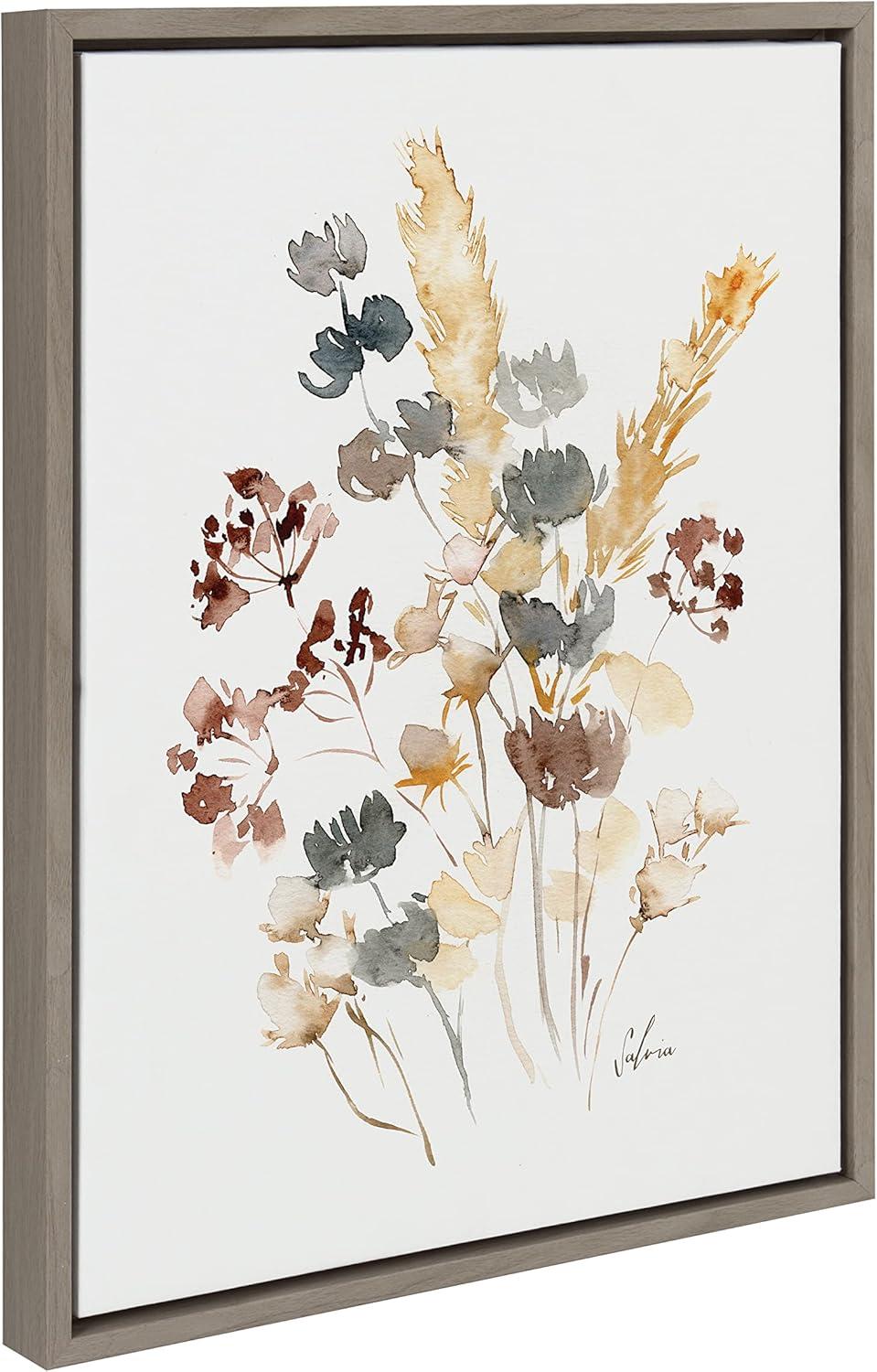 Kate and Laurel Sylvie Wild Salvia Framed Canvas by Sara Berrenson, 18x24, Gray