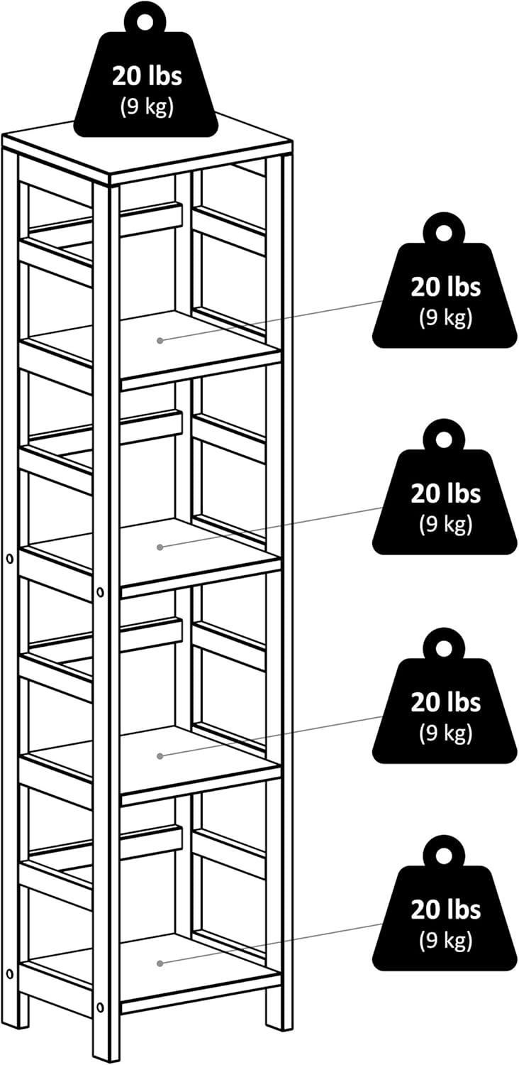 55" 4 Section Narrow Bookshelf Espresso - Winsome