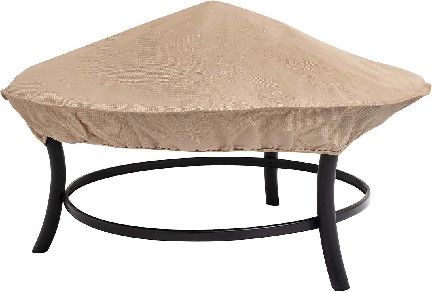 Beige Water-Resistant Outdoor Patio Fire Pit Cover