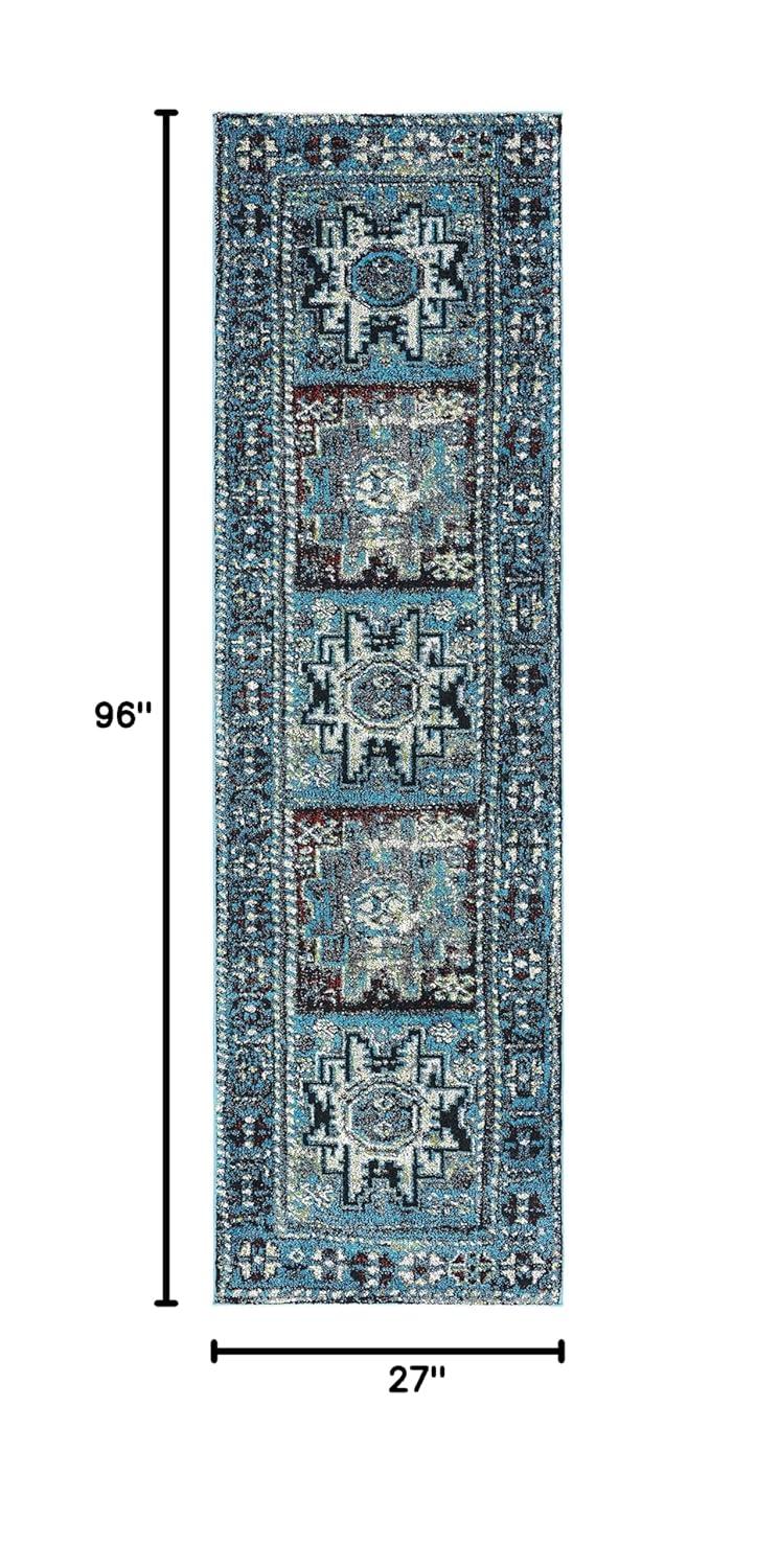 Vintage Hamadan VTH213 Power Loomed Indoor Runner Rug - Light Blue/Black - 2'3"x8' - Safavieh