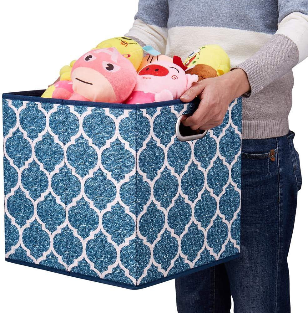 Folding cloth cube storage box basket frame medal pattern package of 3 pieces, with strong storage capacity