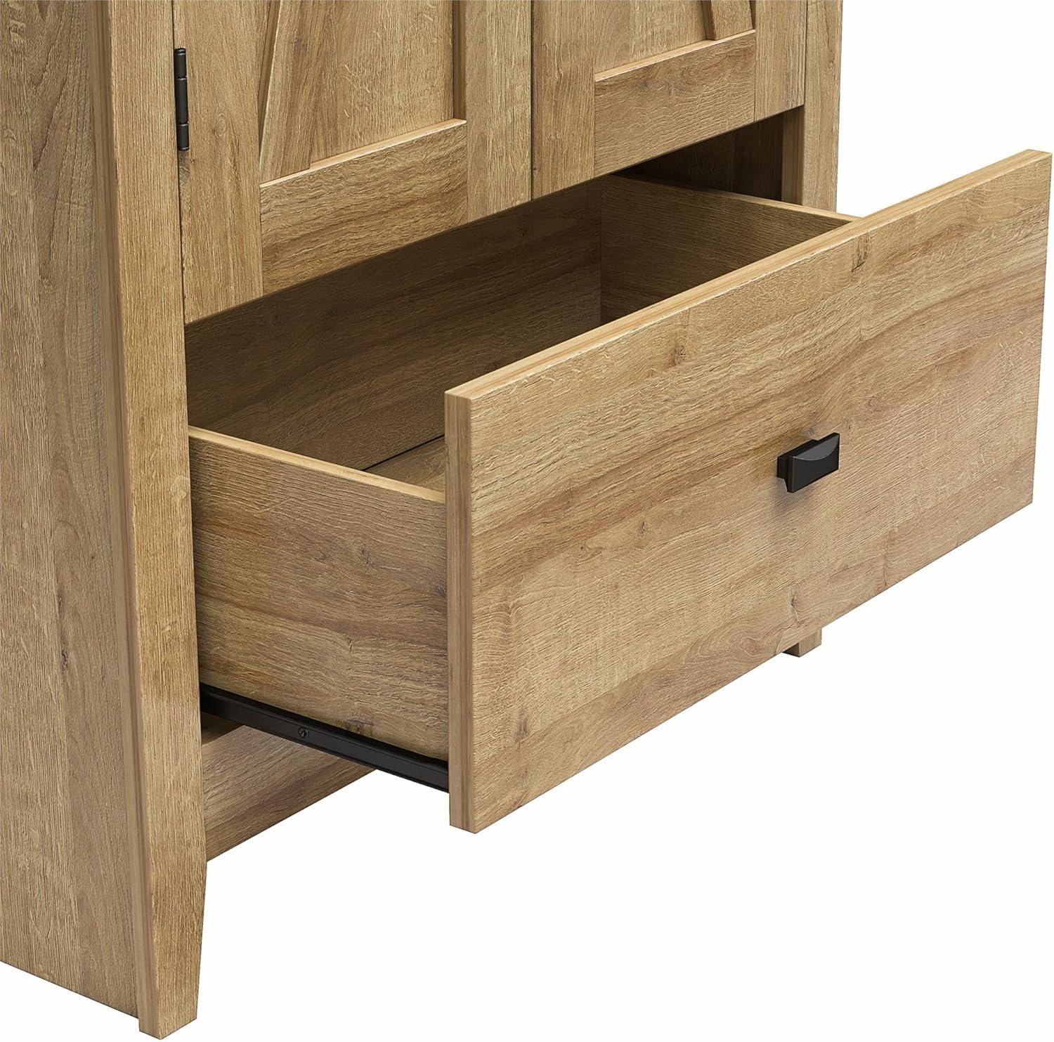 Natural Wood Freestanding Office Storage Cabinet with Adjustable Shelves