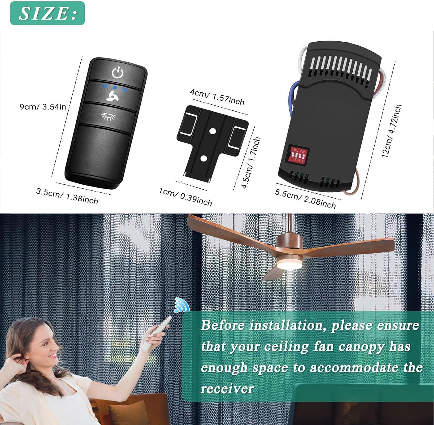 COREBAY 3-Speed Universal Ceiling Fan & Light Remote Control for Hampton Bay, Home Decorators Collection, Harbor Breeze, Hunter