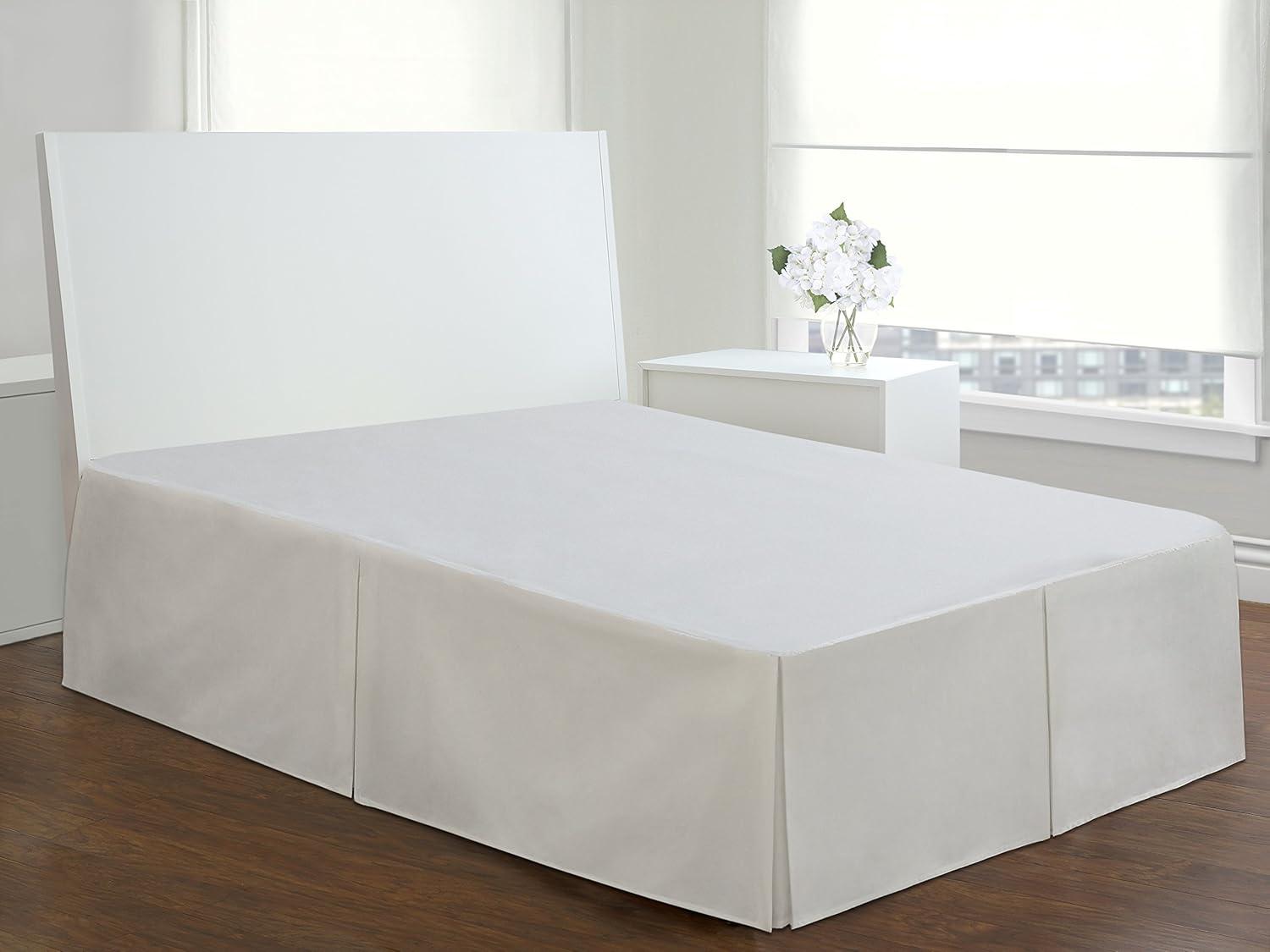 White Twin Cotton Polyester Tailored Bed Skirt with Split Corner