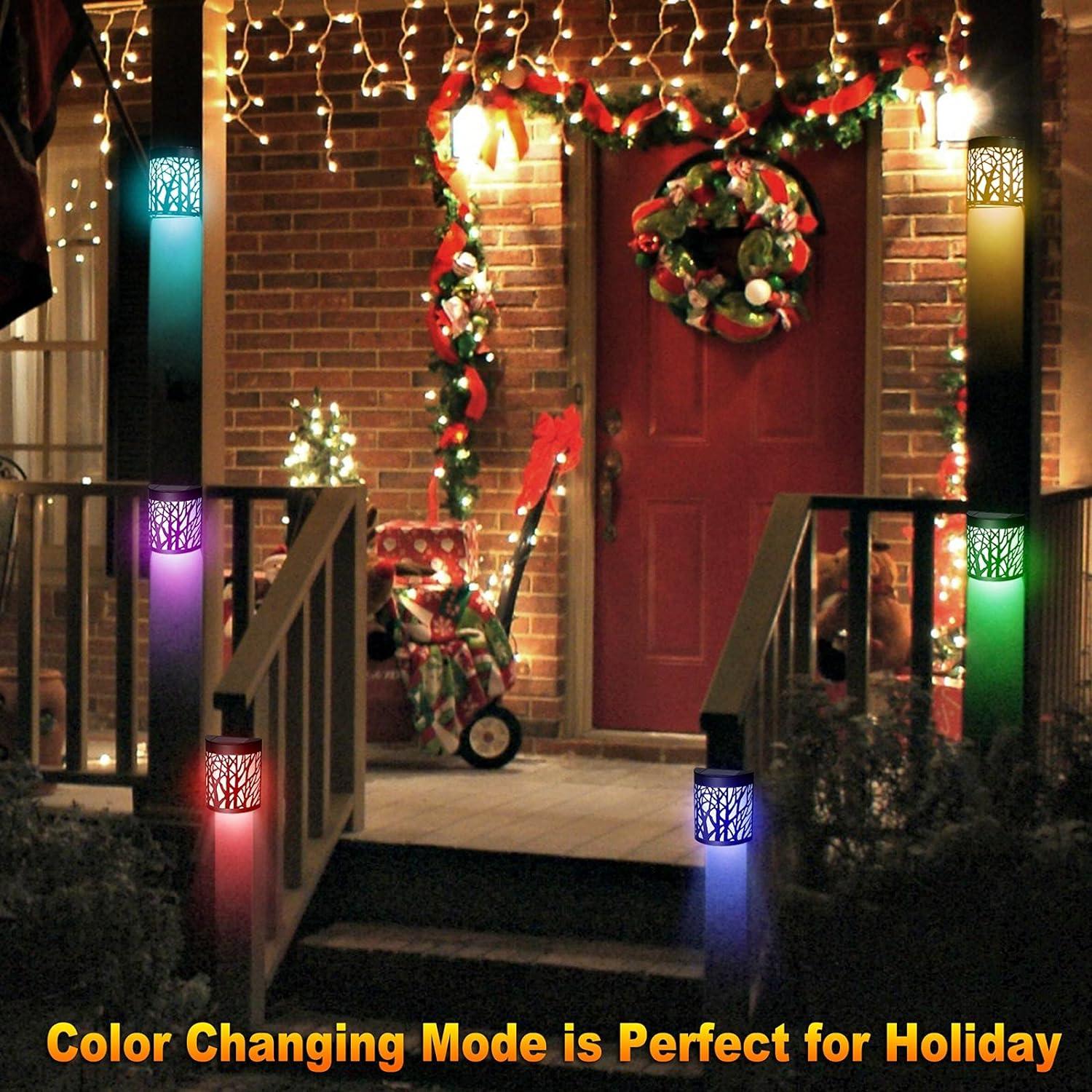 Solar Black Metal Outdoor Wall Sconce with Color Changing LED