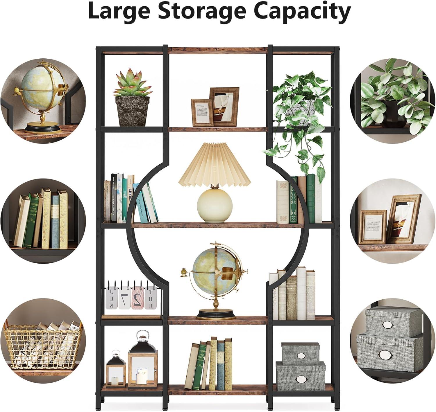 Tribesigns 5-Tier Bookshelf and Bookcase, Wooden Book Shelf with 12 Open Display Shelves