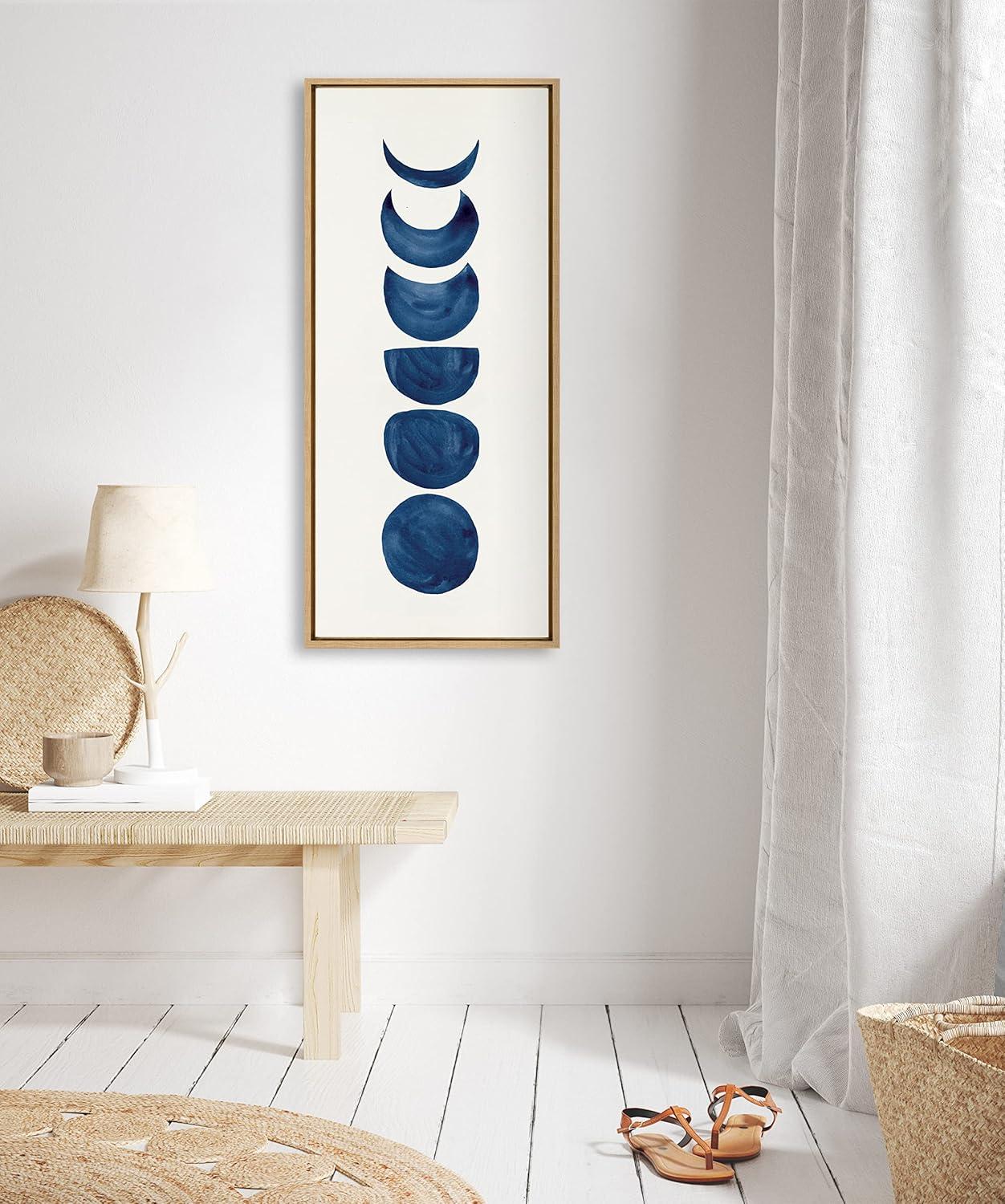 Kate and Laurel Sylvie Linear Moon Phases Framed Canvas by Teju Reval of SnazzyHues