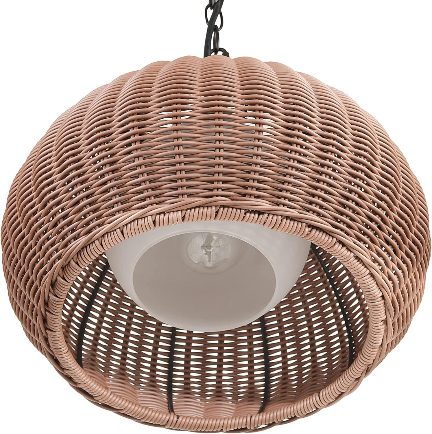 Bronze Rattan Shade Indoor/Outdoor Pendant Light