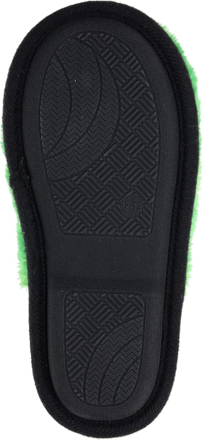 Kids' Green Plush Creeper Pull-On Slippers