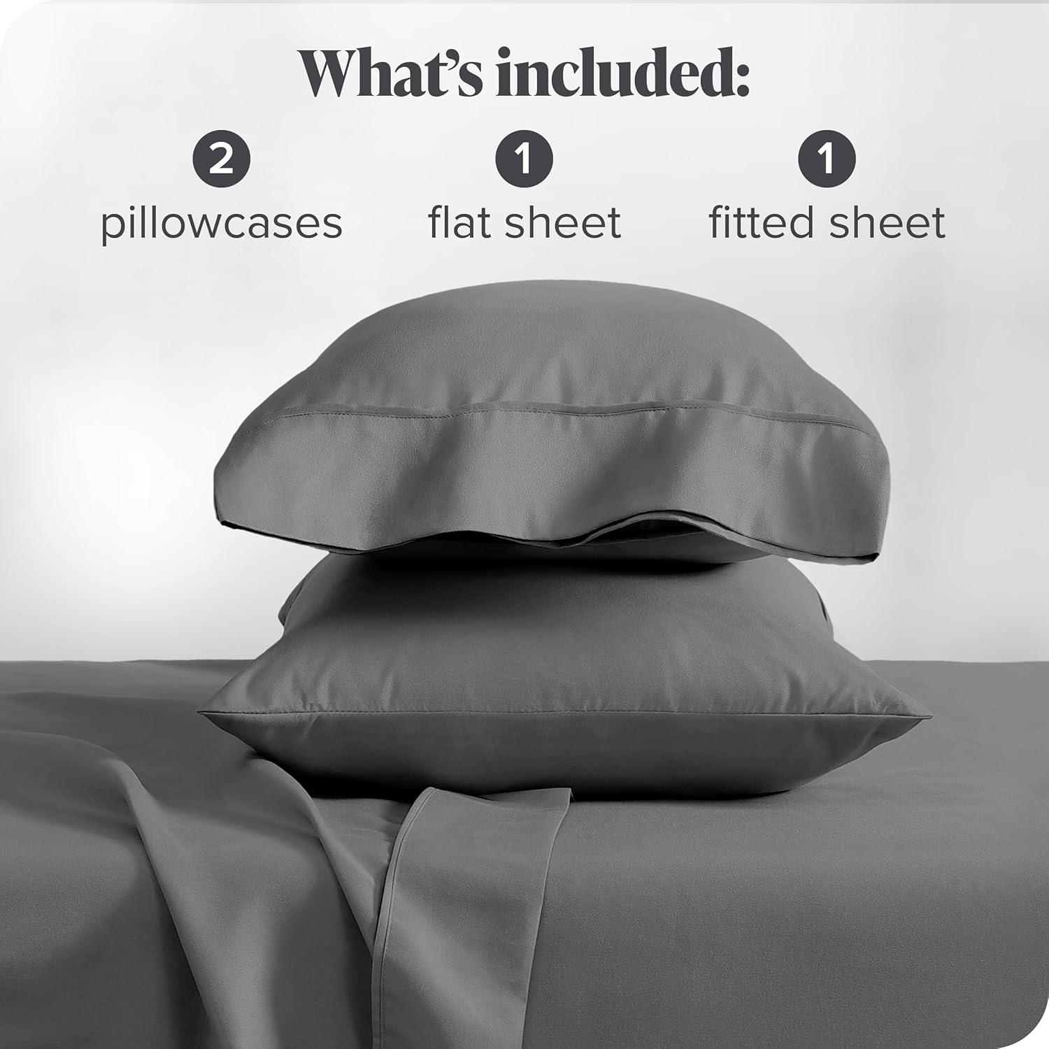 Bare Home Luxury Bed Sheet Set - Premium 1800 Collection - 4 Piece - Twin-XL, Gray