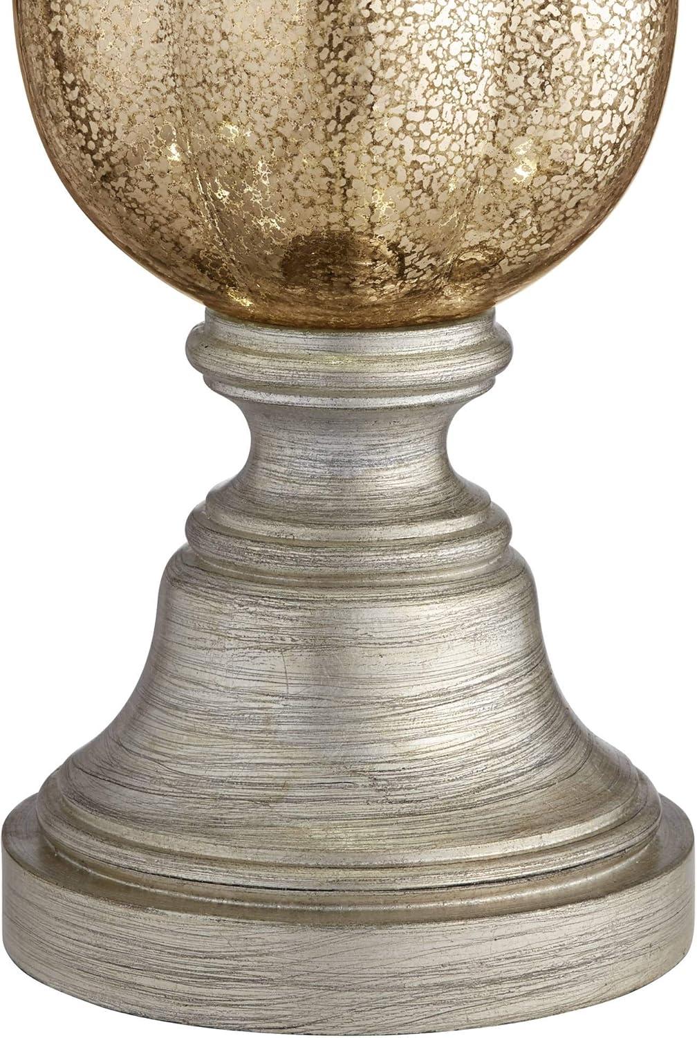 Barnes and Ivy Freida Table Lamp 33 1/2" Tall Mercury Glass Urn Off White Fabric Bell Shade for Bedroom Living Room Bedside Nightstand Office Kids