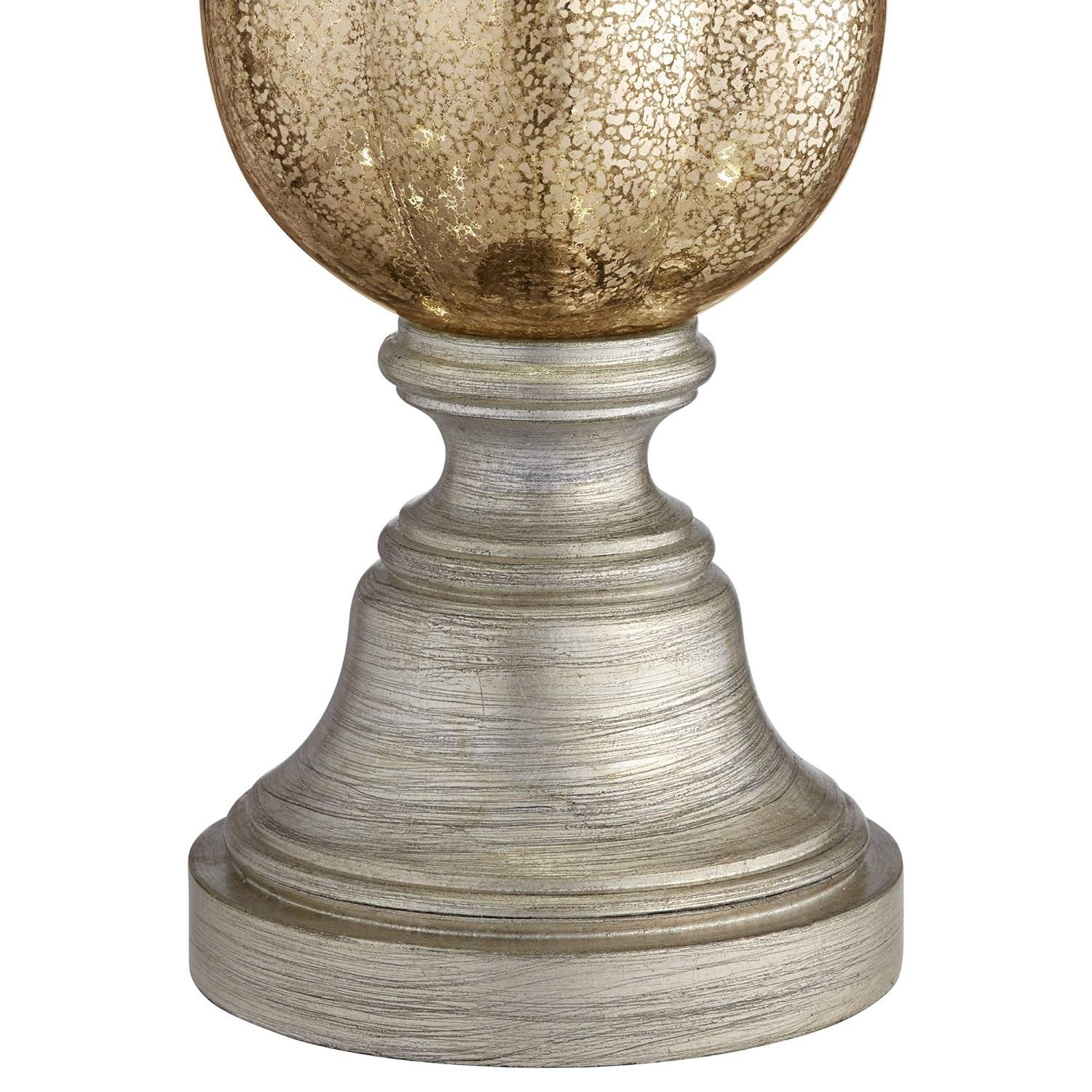 Barnes and Ivy Freida Table Lamp 33 1/2" Tall Mercury Glass Urn Off White Fabric Bell Shade for Bedroom Living Room Bedside Nightstand Office Kids