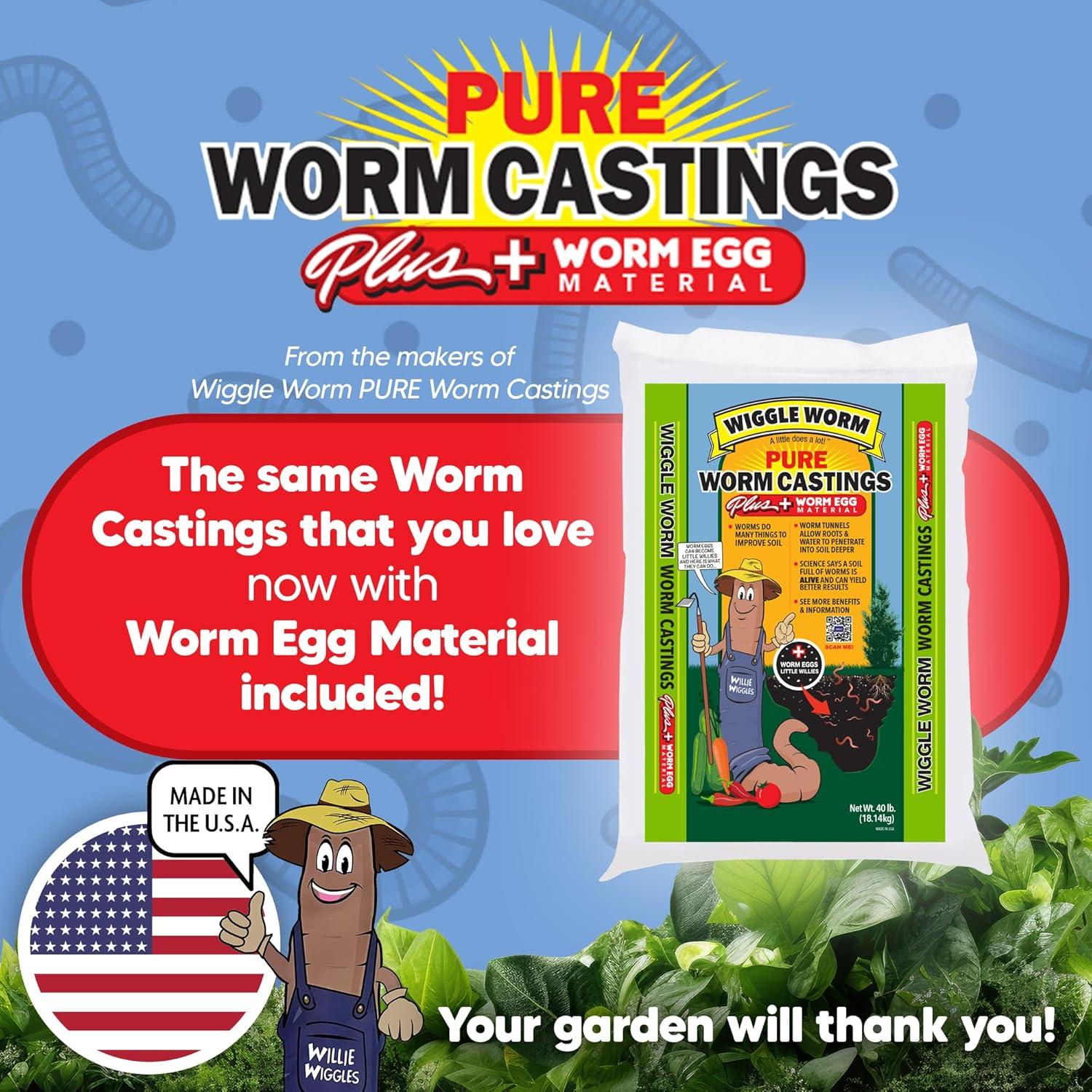 WIGGLE WORM Plus Worm Egg Material Soil Fertilizer For Gardening/Planting, 40 lb