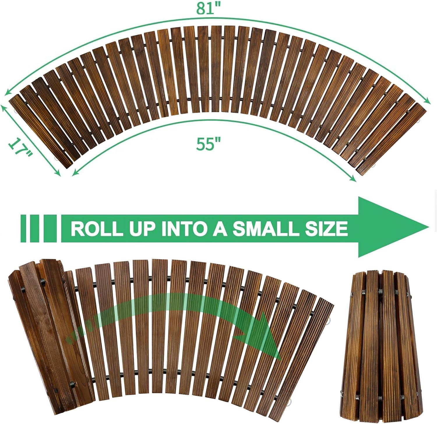 RELIANCER 6' Wooden Garden Pathway,Outdoor Roll Out Cedar Curved Walkway,Patio Path Decorative Garden Boardwalk Walkways,Weather-Resistant Roll Up Beach Wood Road Floor,Wedding Party Pathways