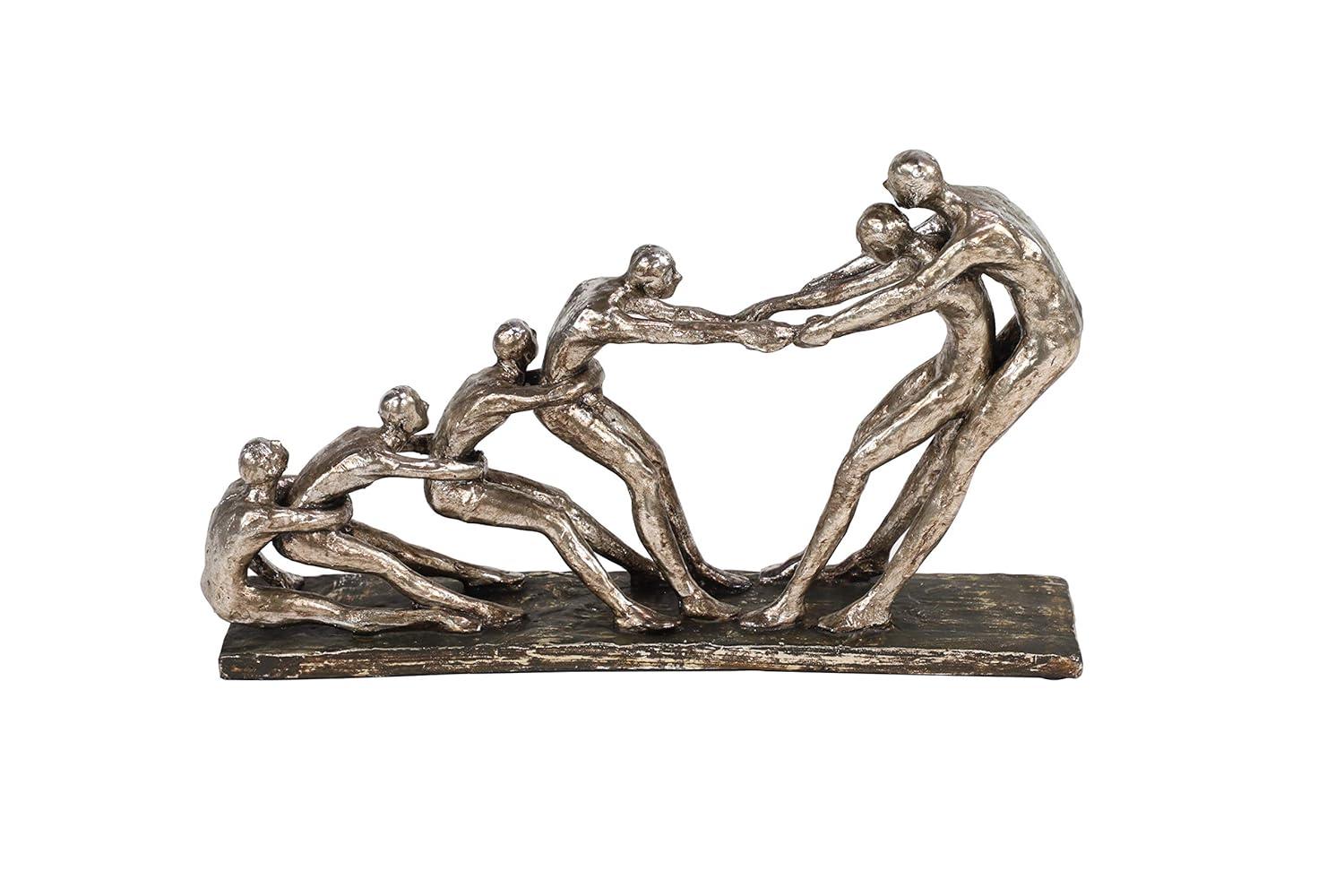 13" x 8" Silver Polystone People Sculpture, by DecMode