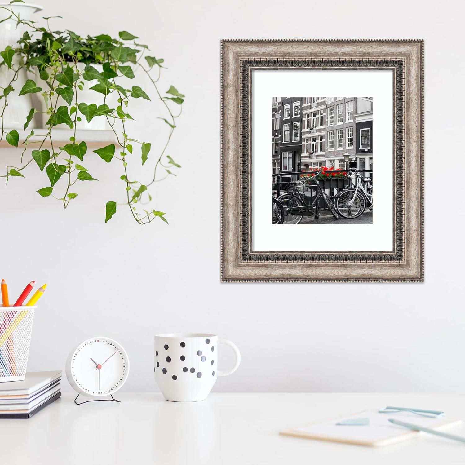 Amanti Art Lyla Ornate Silver Picture Frame Opening Size 11x14 in. (Matted To 8x10 in.)