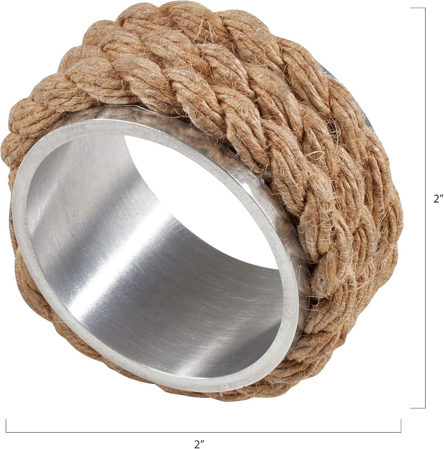 Saro Lifestyle Rope Napkin Ring, Natural (Set of 4)