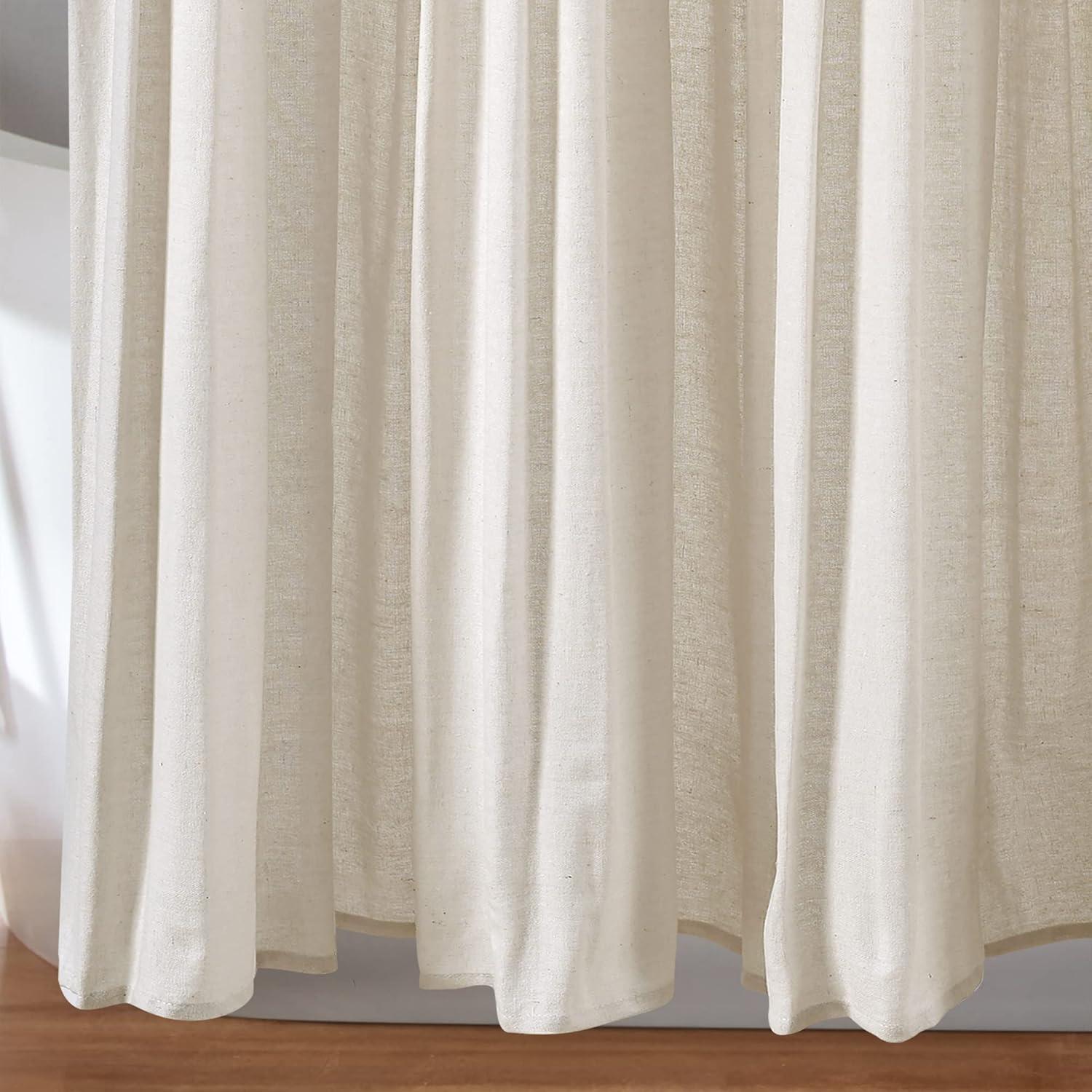 Linen Button Shower Curtain Off White Single 72X72