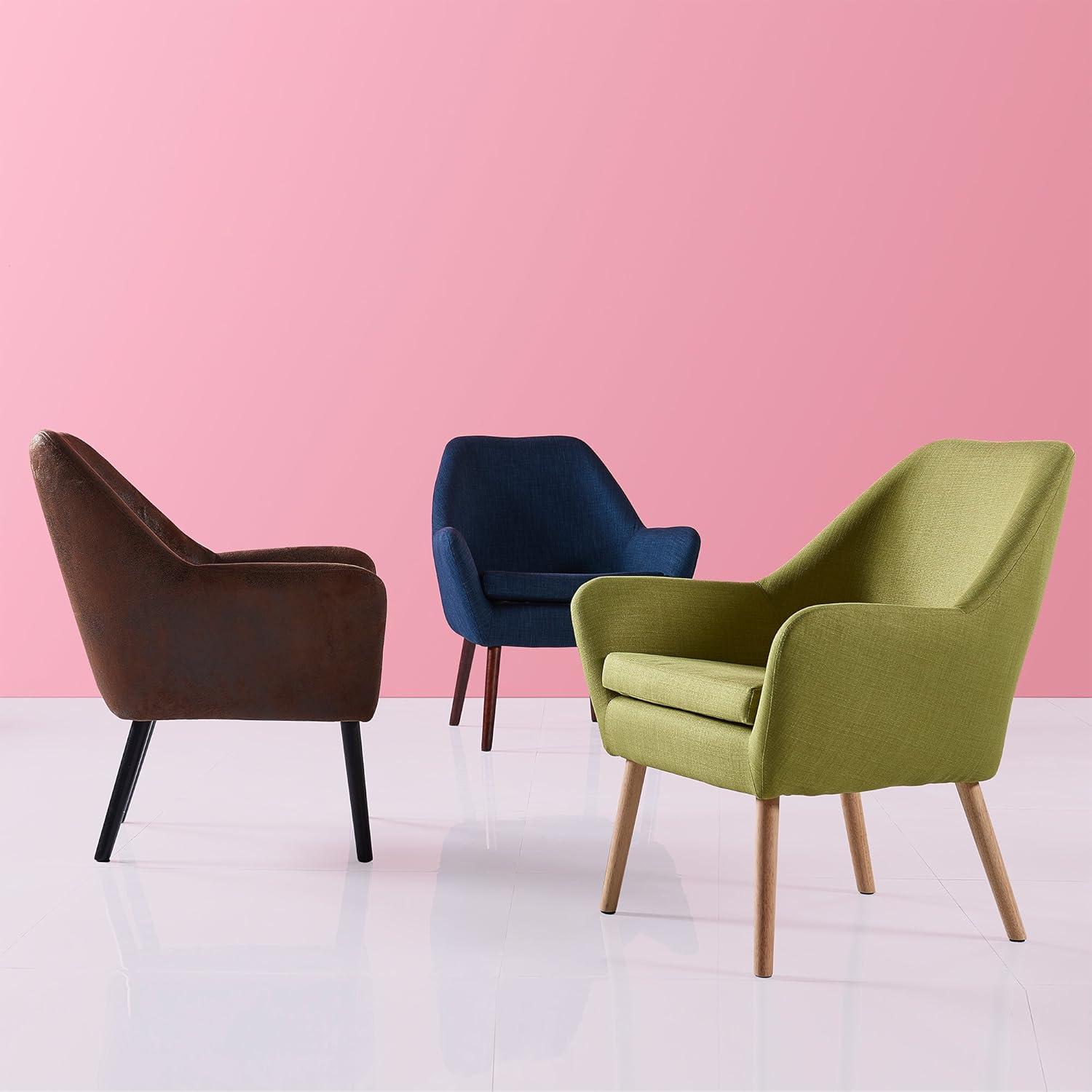 Ebern Designs Ringwold Armchair with Aged Fabric and Solid Wood Legs
