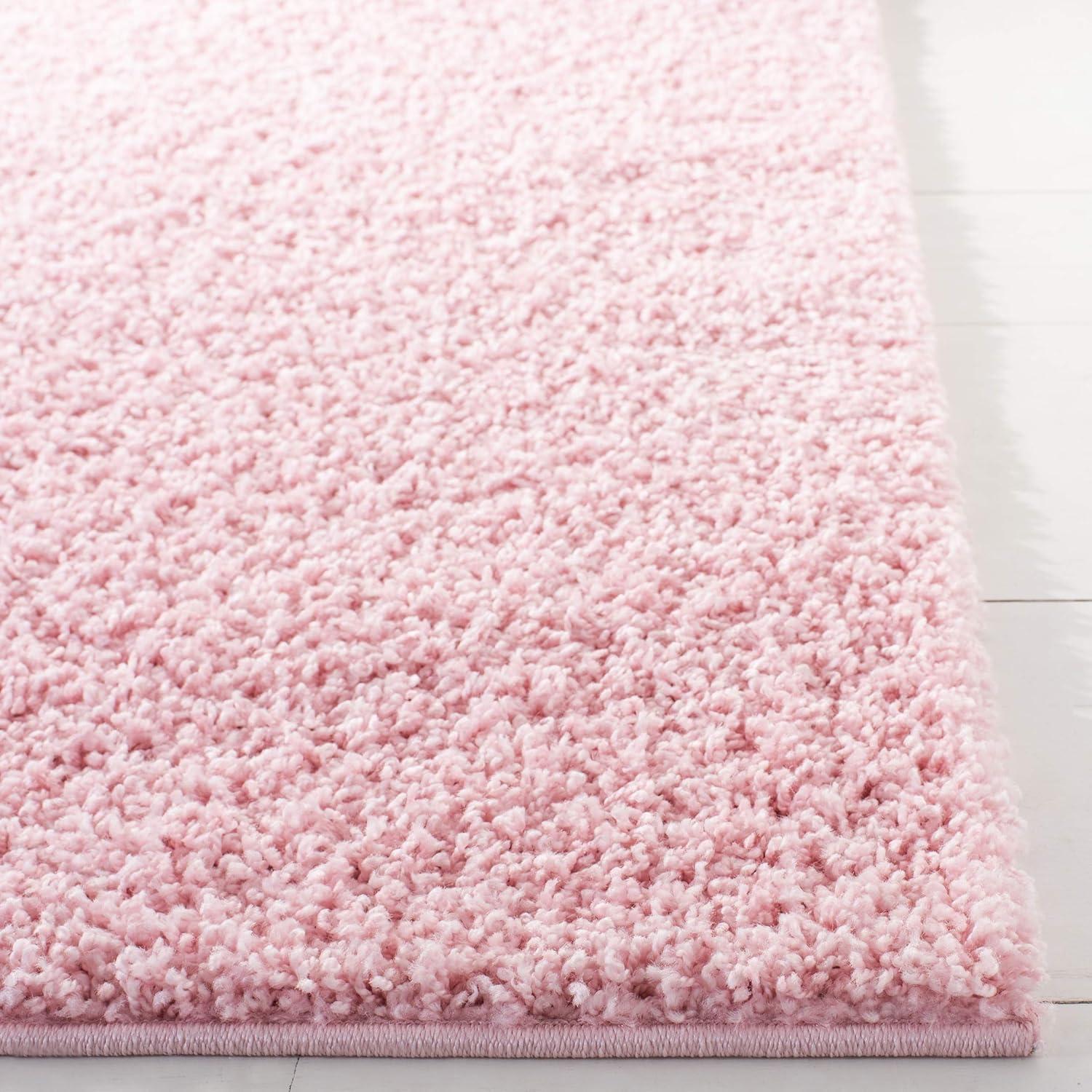 SAFAVIEH Primo Mason Solid Plush Shag Area Rug, Light Pink, 4' x 6'